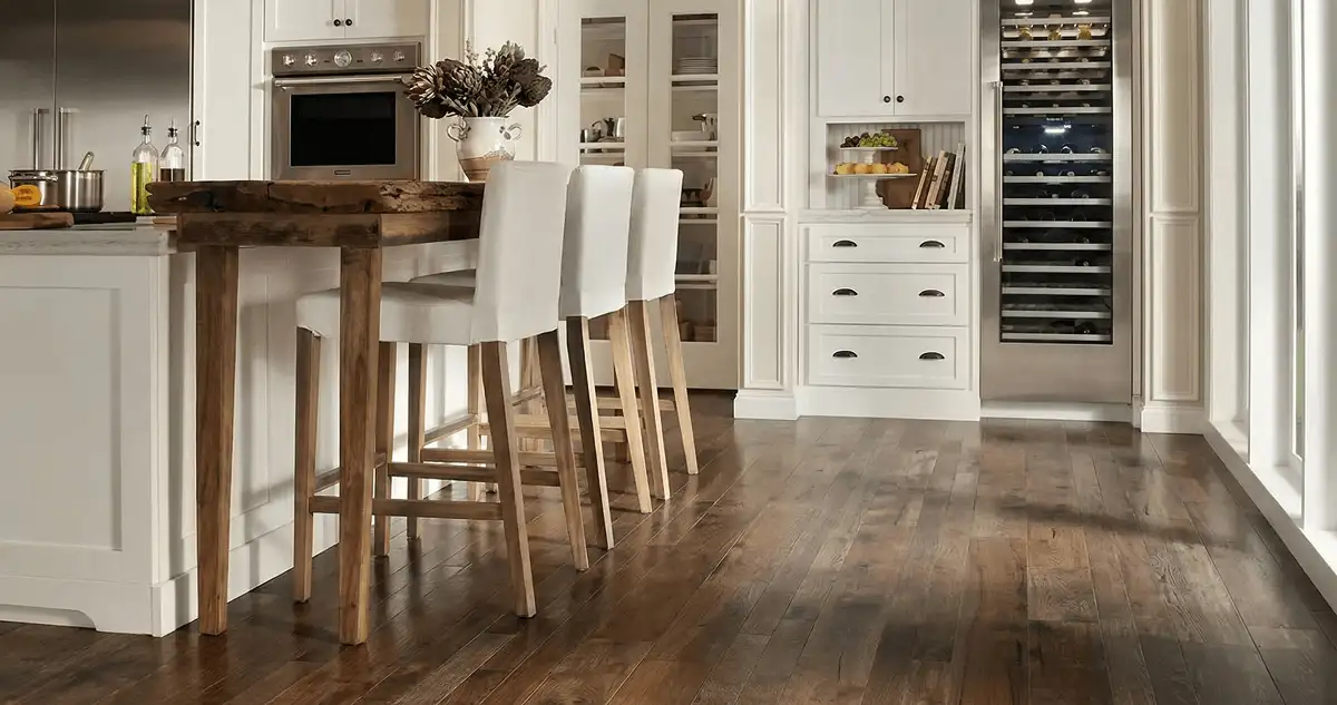 Professionally installed and refinished hardwood flooring in a residential home, showcasing smooth finish and natural wood tones in Orlando, FL