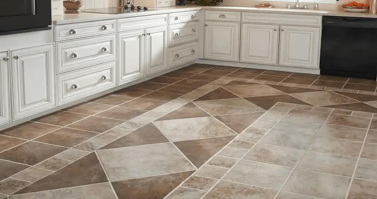Kitchen with white cabinets and a professionally installed tile floor in Orlando, FL